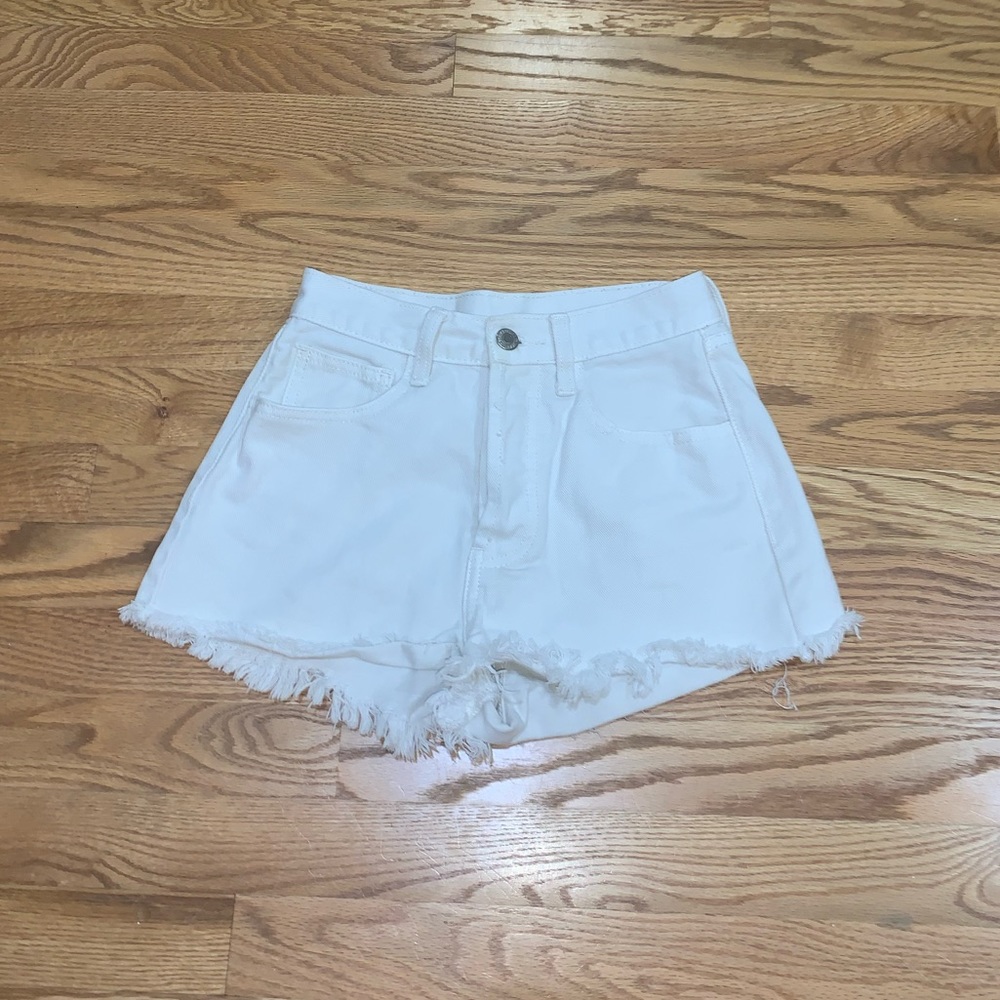 Brandy Melville cream off-white denim mom shorts